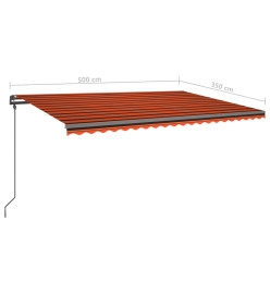 Auvent automatique rétractable poteaux 5x3,5 m Orange et marron