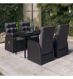 Ensemble de salle à manger de jardin avec coussins 5 pcs Noir