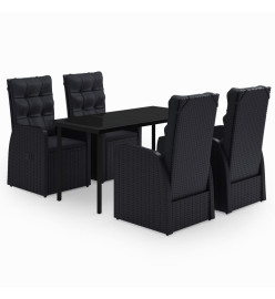 Ensemble de salle à manger de jardin avec coussins 5 pcs Noir