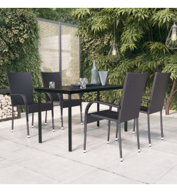 Ensemble de salle à manger d'extérieur 5 pcs Noir