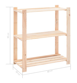 Étagères de rangement à 3 niveaux 3 pcs 80x38x90 cm Pin 150 kg