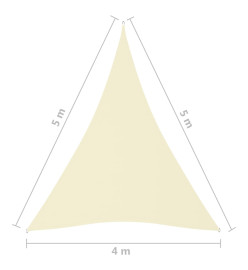 Voile de parasol Tissu Oxford triangulaire 4x5x5 m Crème