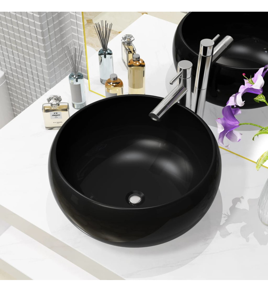 Lavabo rond Céramique Noir 40 x 15 cm