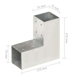 Connecteurs de poteau 4 pcs Forme en L Métal galvanisé 71x71 mm