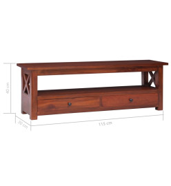 Meuble TV Marron 115x30x40 cm Bois d'acajou massif