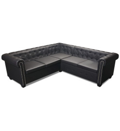 Canapé d'angle Chesterfield 5 places Cuir synthétique Noir