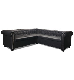 Canapé d'angle Chesterfield 5 places Cuir synthétique Noir