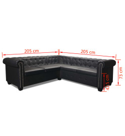 Canapé d'angle Chesterfield 5 places Cuir synthétique Noir