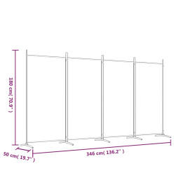 Cloison de séparation 4 panneaux Anthracite 346x180 cm Tissu