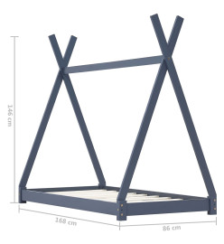 Cadre de lit d'enfant Gris Bois de pin massif 80x160 cm