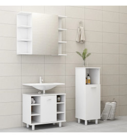 Ensemble de meubles de salle de bain 3 pcs Blanc Aggloméré