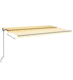 Auvent automatique capteur de vent LED 500x350cm Jaune et blanc