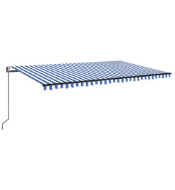 Auvent automatique capteur de vent LED 500x350 cm Bleu et blanc