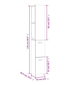 Armoire de salle de bain blanc 25x26,5x170 cm bois d'ingénierie