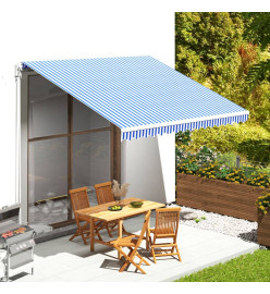 Tissu de remplacement pour auvent Bleu et blanc 4x3,5 m