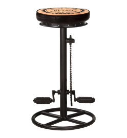 Tabourets de bar avec motif lot de 2 noir/marron cuir véritable