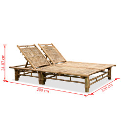 Chaise longue pour 2 personnes Bambou