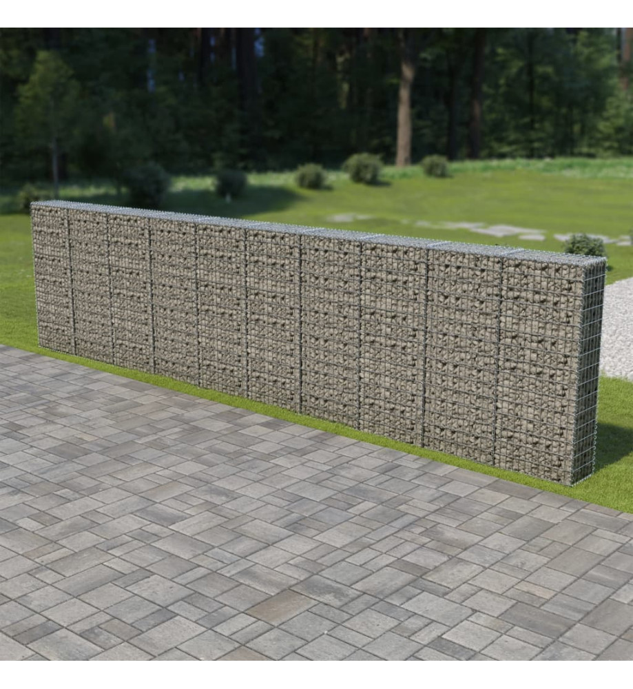 Mur à gabion avec couvercles Acier galvanisé 600 x 30 x 150 cm