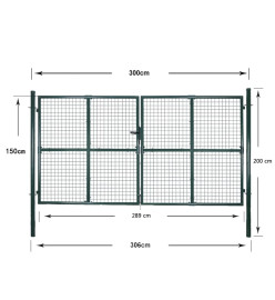 Portail de clôture à porte double Acier enduit de poudre