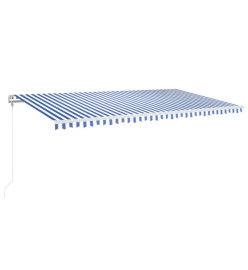 Auvent automatique capteur de vent LED 600x350 cm Bleu et blanc