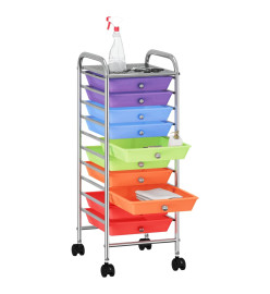 Chariot de rangement mobile à 10 tiroirs Multicolore Plastique