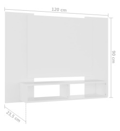 Meuble TV mural Blanc 120x23,5x90 cm Aggloméré