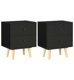 Tables de chevet 2 pcs Noir 40 x 30 x 50 cm Pin massif