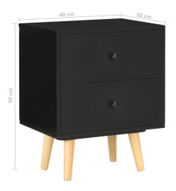 Tables de chevet 2 pcs Noir 40 x 30 x 50 cm Pin massif