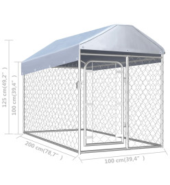 Chenil d'extérieur avec toit pour chiens 200x100x125 cm