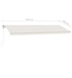 Auvent automatique avec capteur de vent et LED 600x350 cm Crème