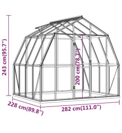 Serre avec cadre de base Anthracite 6,43 m² Aluminium