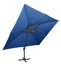 Parasol déporté à double toit Bleu azuré 400x300 cm