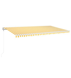 Auvent automatique capteur de vent LED 600x350cm Jaune et blanc