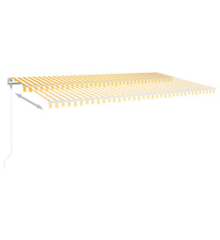 Auvent automatique capteur de vent LED 600x350cm Jaune et blanc