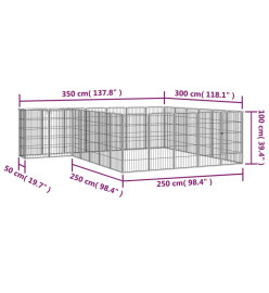 Parc pour chien 26panneaux Noir 50x100cm Acier enduit de poudre