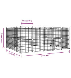 Cage animaux de compagnie à 36 panneaux et porte Noir 35x35 cm