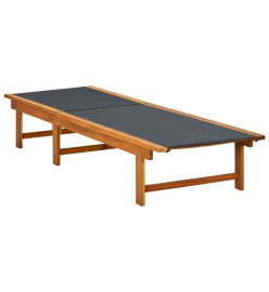 Chaise longue avec table Bois d'acacia solide et textilène