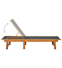 Chaise longue avec table Bois d'acacia solide et textilène