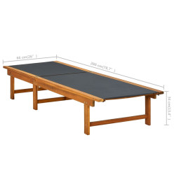 Chaise longue avec table Bois d'acacia solide et textilène