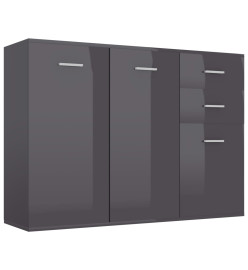 Buffet Gris brillant 105x30x75 cm Aggloméré
