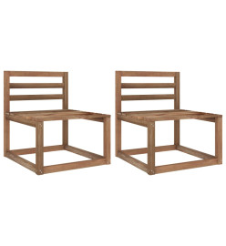 Canapés centraux palette de jardin 2 pcs Marron Pin imprégné