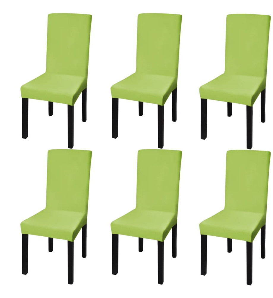 Housse de chaise droite extensible 6 pcs vert