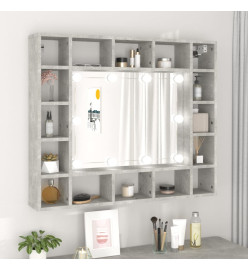 Armoire de miroir avec LED Gris béton 91x15x76,5 cm