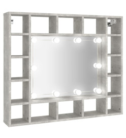 Armoire de miroir avec LED Gris béton 91x15x76,5 cm