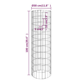 Poteau à gabion circulaire Acier galvanisé Ø30x100 cm