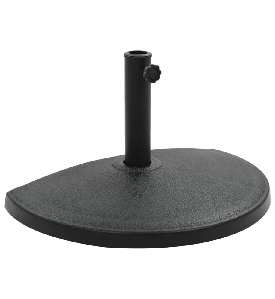 Socle demi-rond de parasol Polyrésine 15 kg Noir