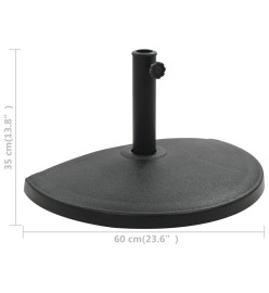 Socle demi-rond de parasol Polyrésine 15 kg Noir