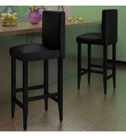 Tabourets de bar lot de 2 noir similicuir