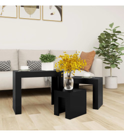 Tables basses gigognes 3 pcs Noir Aggloméré