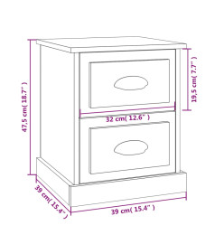 Table de chevet gris béton 39x39x47,5 cm bois d'ingénierie